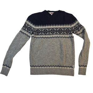 Penfield Heywood Knit Lambswool Navy and Gray Crewneck Sweater Medium